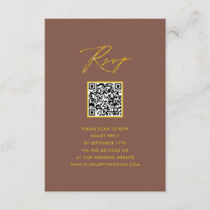 Elegant Script Terracotta Simple QR Wedding RSVP Enclosure Card