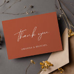 Elegant Script Terracotta Wedding Thank You Card<br><div class="desc">Simple and Modern Calligraphy Script Thank You Card in soft warm Terracotta to send out after your wedding. Customise it with your own names on the front and message on the back or delete the text on the back and add your handwritten note.</div>