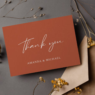 Elegant Script Terracotta Wedding Thank You Card