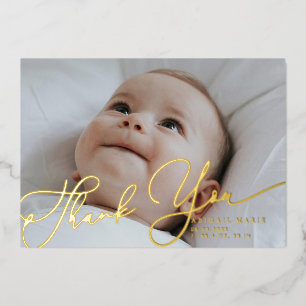 Elegant Script Thank You Baby Announcement