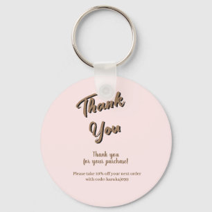 Elegant script thank you blush pink gift card key ring