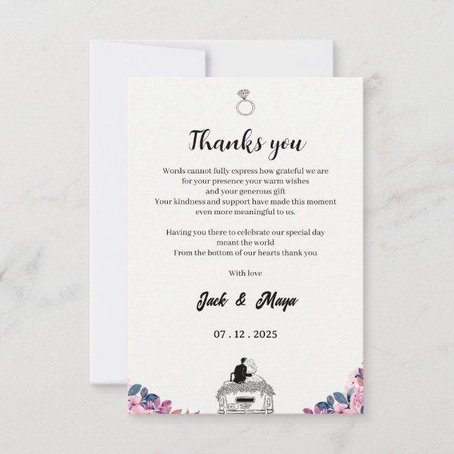 Elegant Script Thank You Card – Wedding or Event D (Front)