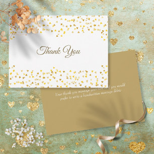 Elegant Script Thank You Gold Love Hearts Confetti Card