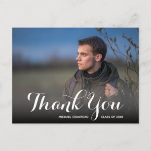 Elegant Script Thank You Photo Graduation Postcard