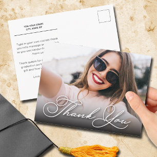 Elegant Script Thank You Photo Graduation Postcard