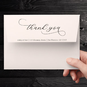 Elegant Script Thank You Preprinted Return Address Envelope