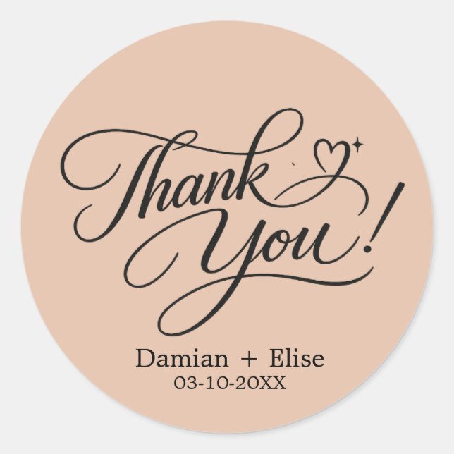 Elegant Script Thank You Sticker (Front)