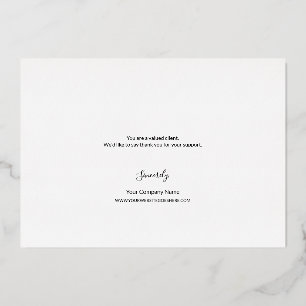 Elegant Script Thank you Team Photo Business Foil Holiday Card