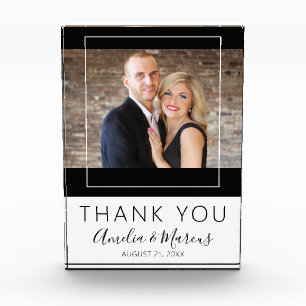 Elegant Script Thank you Wedding Favour Keepsake Photo Block