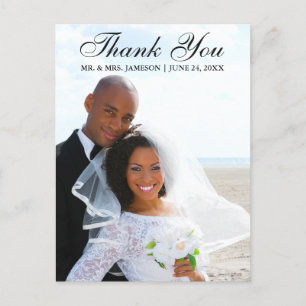 Elegant Script Thank You Wedding Photo Postcard