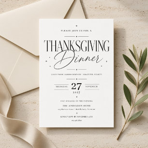 Elegant Script Thanksgiving Dinner Invitation