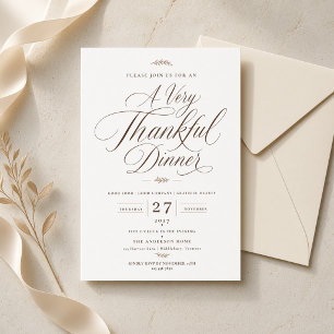 Elegant Script Thanksgiving Dinner Invitation