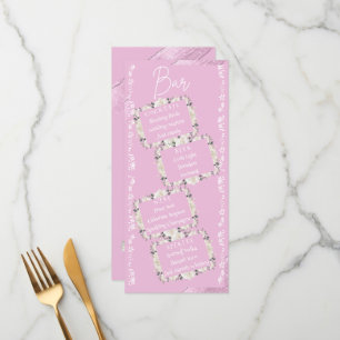 Elegant Script The Bar Wedding Drinks Menu Card