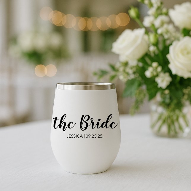 Elegant Script The Bride Personalised Wedding Wine (Creator Uploaded)