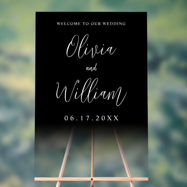 Elegant Script Transparent Wedding Welcome Acrylic Sign (Neutral)