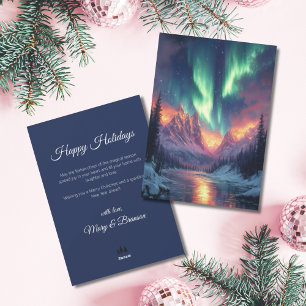 Elegant Script Tree Non Photo Aurora Holiday Card