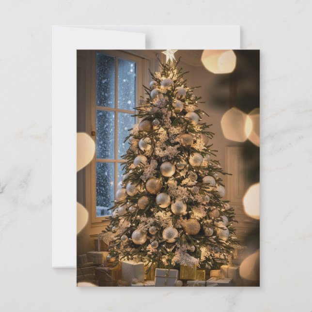 Elegant Script Tree Non Photo Christmas Cards (Front)