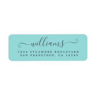 Elegant Script Turquoise Family Return Address Label