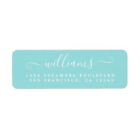 Elegant Script Turquoise Family Return Address