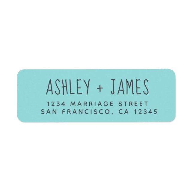 Elegant Script Turquoise Wedding Return Address Label (Front)
