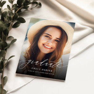 Elegant Script Two Photo Graduation Announcement