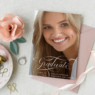 Elegant Script   Two Photo Graduation Announcement