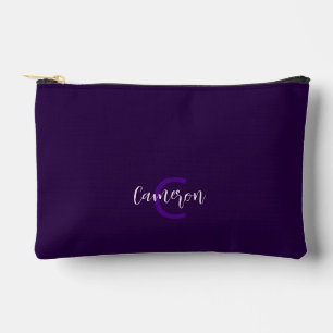 Elegant Script Type Initials & Name Deep Violet Accessory Pouch
