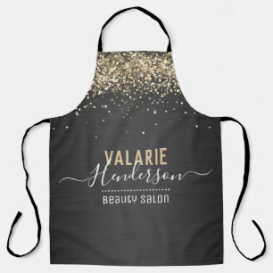 Elegant Script Typography Brushed Metal Apron
