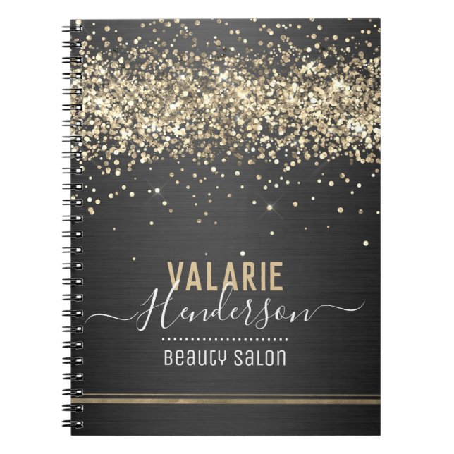 Elegant Script Typography Brushed Metal Notebook (Front)