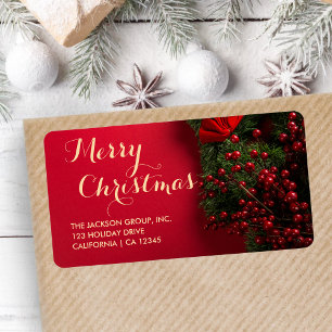 Elegant Script Typography Business Christmas Label