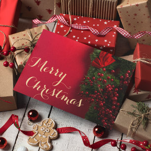 Elegant Script Typography Business Christmas  Thank You Card