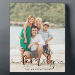 Elegant Script Typography Family Photo Plaque<br><div class="desc">Modern Elegant Typography Family Photo Sign featuring your favourite photo and name with our trendy typography of the word family with a little heart at the end. A great reminder of how much you love your family!</div>