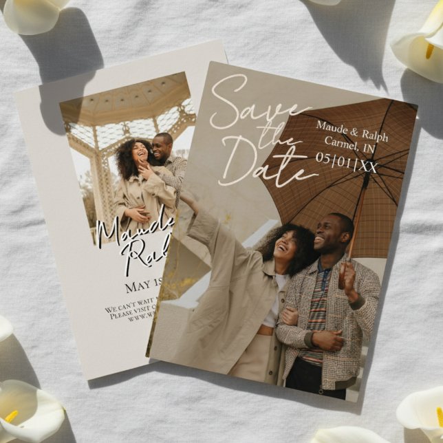 Elegant Script Typography Photo Save the Date (Invite guests to mark their calendars with this Elegant Script Typography Photo Save the Date!)