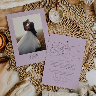 Elegant Script Typography Plum Wedding Thank You Card