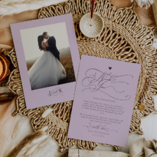Elegant Script Typography Plum Wedding Thank You Card