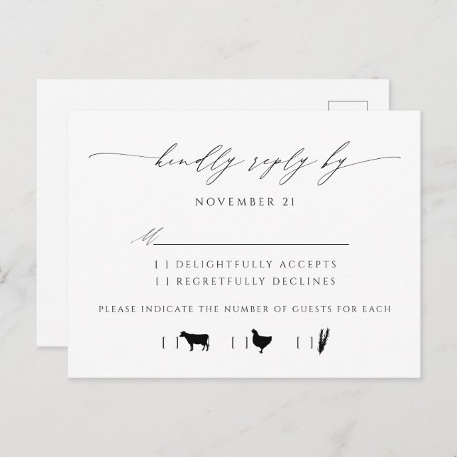 Elegant Script Typography Wedding RSVP Invitation Postcard (Front/Back)