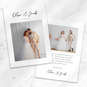 Elegant Script Typography Wedding Thank You Card