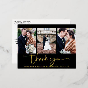 Elegant Script Typography Wedding Thank You Foil Invitation Postcard
