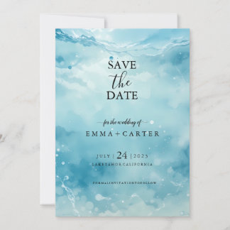 Elegant Script UnderSea Watercolor Save the Date 