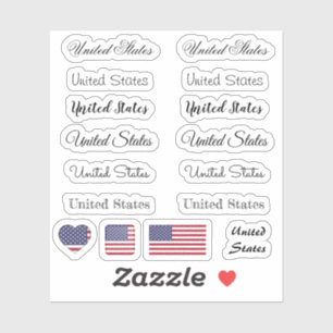 Elegant script United States & Flag USA name Set