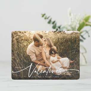 Elegant Script Valentines Day Flat Photo Card