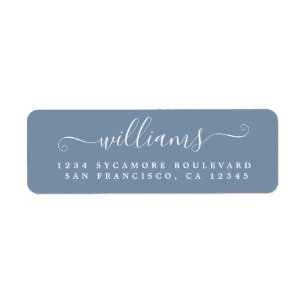 Elegant Script Vintage Blue Family Return Address Label