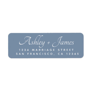 Elegant Script Vintage Blue Wedding Return Address Label