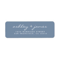Elegant Script Vintage Blue Wedding Return Address