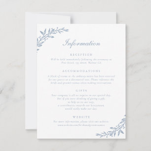 Elegant Script Vintage Olive Leaf Wedding Details Invitation