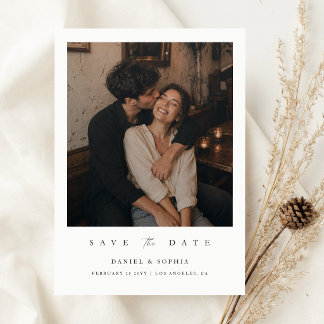 Elegant Script Vintage Photo Wedding Save The Date
