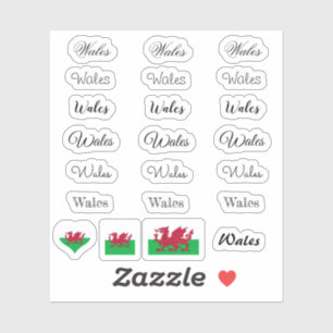 Elegant script Wales & Welsh Flag /name Set