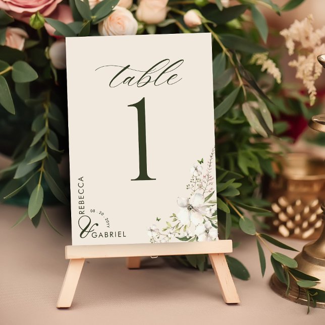 Elegant Script Watercolor Floral Wedding Photo     Table Number (Creator Uploaded)