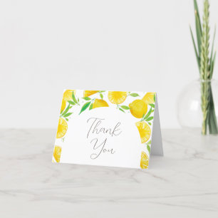 Elegant Script Watercolor Lemon Baby Shower Thank You Card