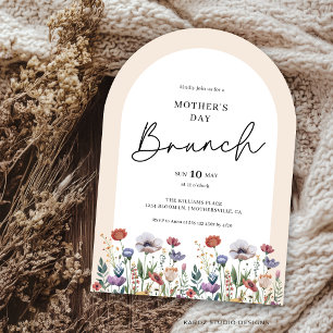 Elegant Script Watercolor Wildflower Bridal Brunch Invitation